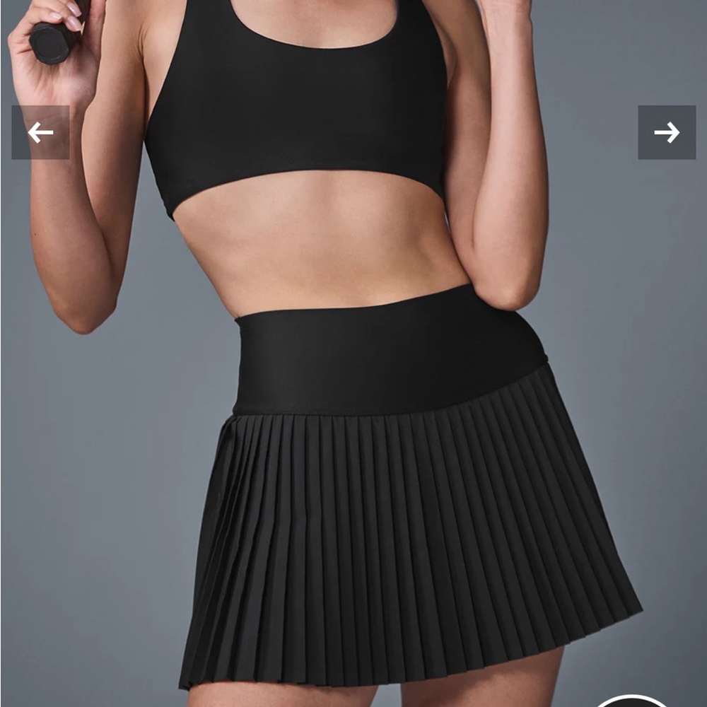 Alo Airlift Grand Slam Tennis Skirt Black Pleated High-Rise Waist Skort Size M